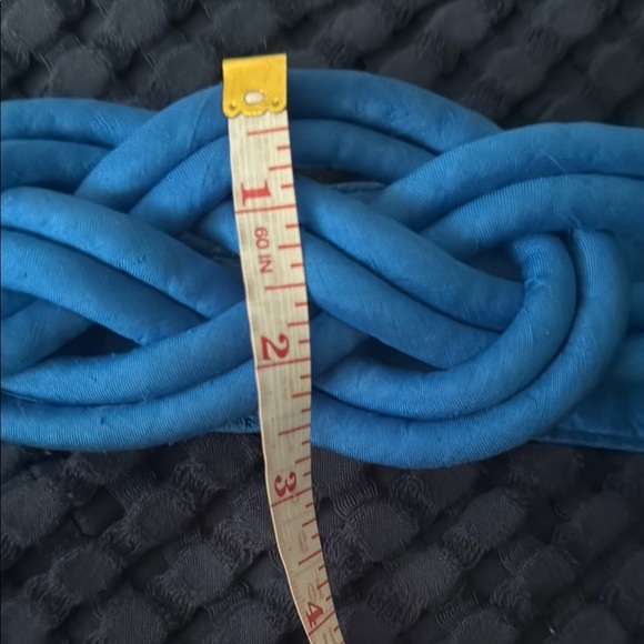 Vintage 70s/80s Blue Knot/Twist Braided belt w/homemade elastic extension - Picture 5 of 8
